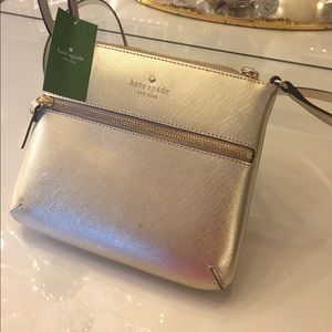 Kate spade gold cross body bag.